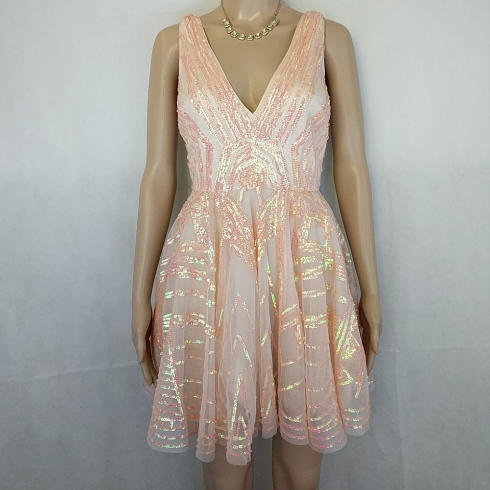 Bebe gorgeous pink fit & flare skater dress XS - Picture 1 of 4